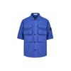 Solid Color Multi-Pocket Badge Single-Breasted Polo Short Sleeve Shirt Men Shirts Blue Purple 761511003-V0022
