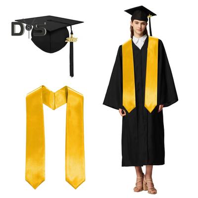 3 ks/sada Promočný kostým Matná promočná čiapka Štóly na ramená a súprava róby Unisex Voľná róba pre stredoškolskú, vysokoškolskú, postgraduálnu promóciu