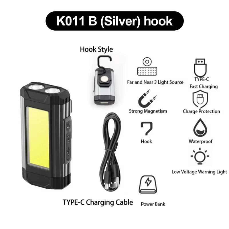 COB Work Light with Magnet LED Flashlight Camping Lamp IPX6 Waterpoof Torch USB Rechargeable Lantern As Power Bank