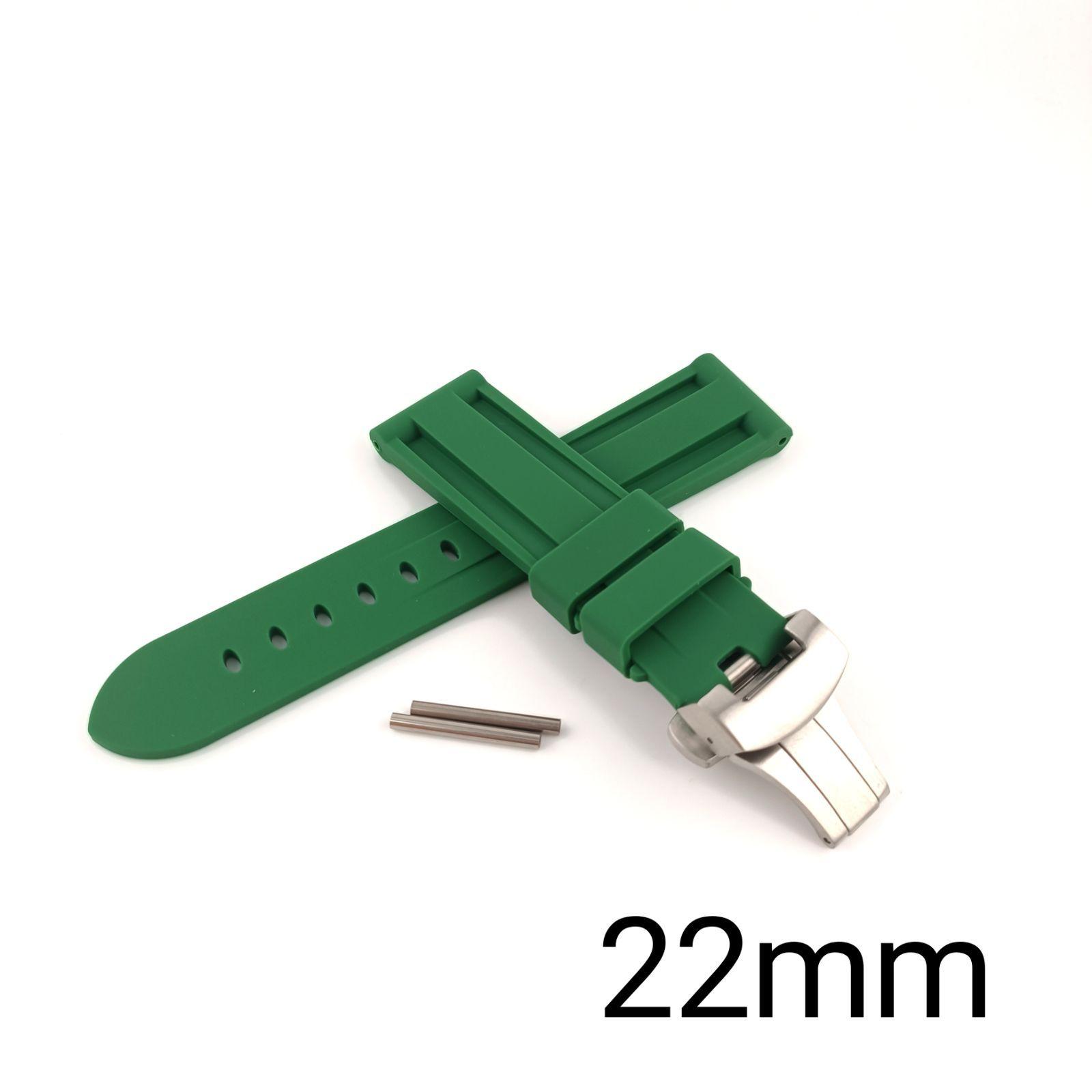 Used 22mm Pipe Tube Included Watch Silicone Rubber Belt Green D Buckle [Compatible with] Panerai PANERAI