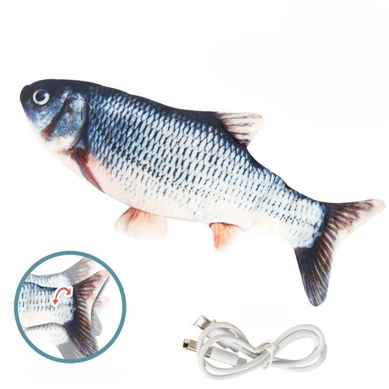 Cat Toy Fish Plush Interactive Simulation Fish USB Funny Durable Bite Kitten Toy Interactive Electric Cat Chew Toy Accessories