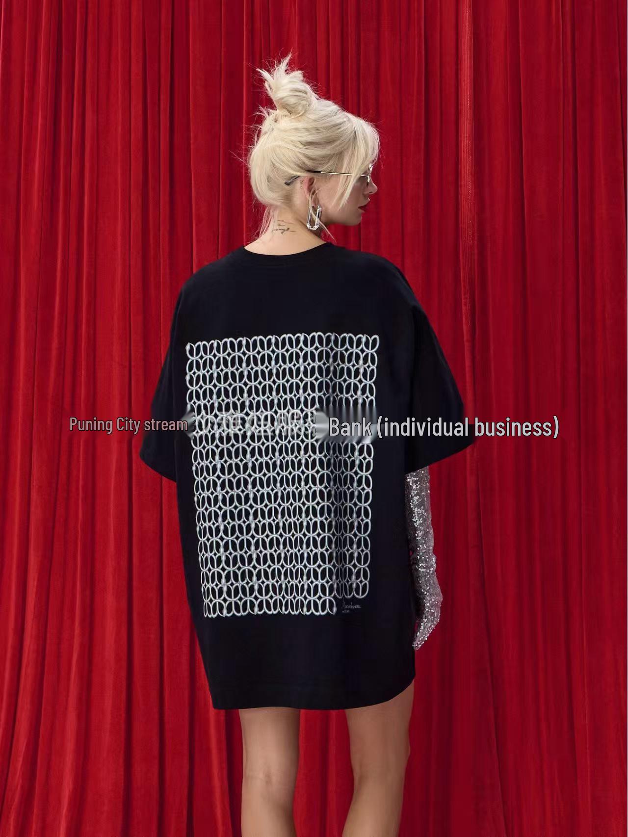 Summer Arrival: Versatile European-American Style Printed Women s Top Large чёрный