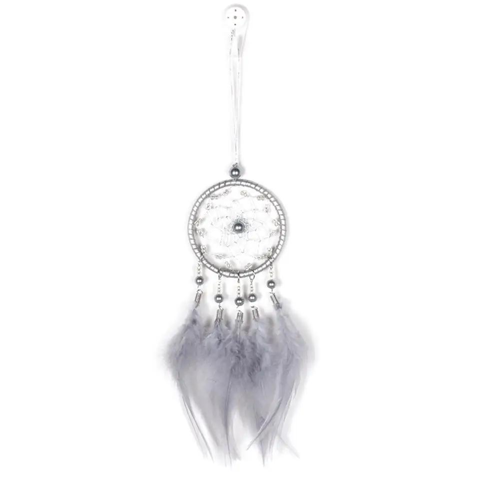 Romantic Heart Shaped Dream Catcher Double Ring Purple Feather Dream Catcher Wall Hanging Home Car Decor Craft Christmas Gift