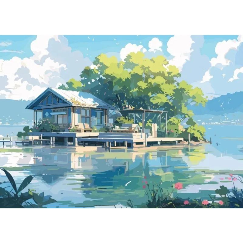 Aestheticism Anime Scenes Posters Sakura Tram Train Ocean View Prints Canvas Printing Wall Landscape Art Picture for Home Decor