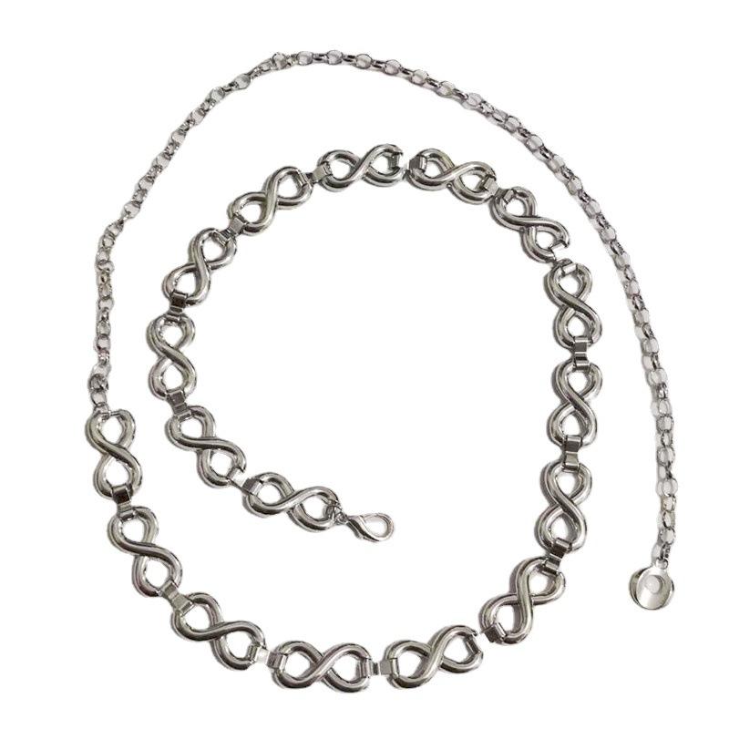 Ladies' 8-character Metal Chain Splicing, Simple and Fashionable Style Dress Decoration Style