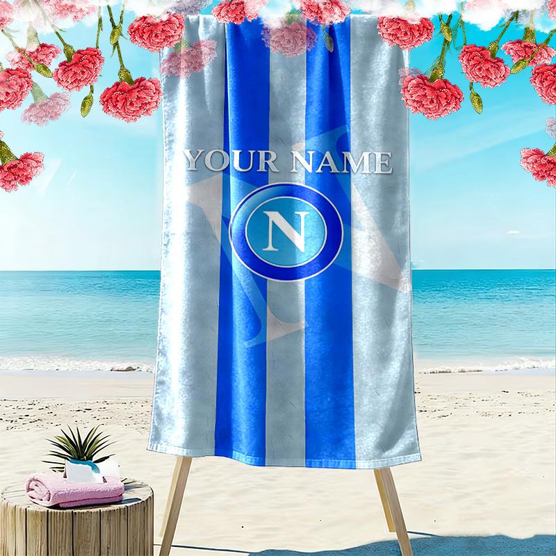 Nome Personalizzato S.S.C. Asciugamano da Spiaggia Stampa Napoli, Asciugamano Grande Morbido Asciugatura Rapida per Spiaggia Campeggio Nuoto -HE108