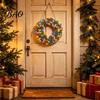Seasonal Holiday Crafting Set Christmas Diamond Painting Wreath Kit with LED String Lights, Snowman Pearl Art Shiny Acrylic Craft for Adults,