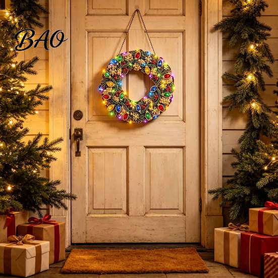 Seasonal Holiday Crafting Set Christmas Diamond Painting Wreath Kit with LED String Lights, Snowman Pearl Art Shiny Acrylic Craft for Adults,