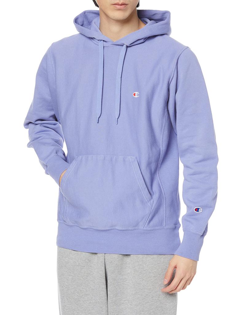Hoodie Sweatshirt Fleece Long Sleeve Cotton 10oz One Point Logo Embroidery Reverse Weave Hooded Sweatshirt Dull Purple S [Champion] 100% C3-T110 Men's
