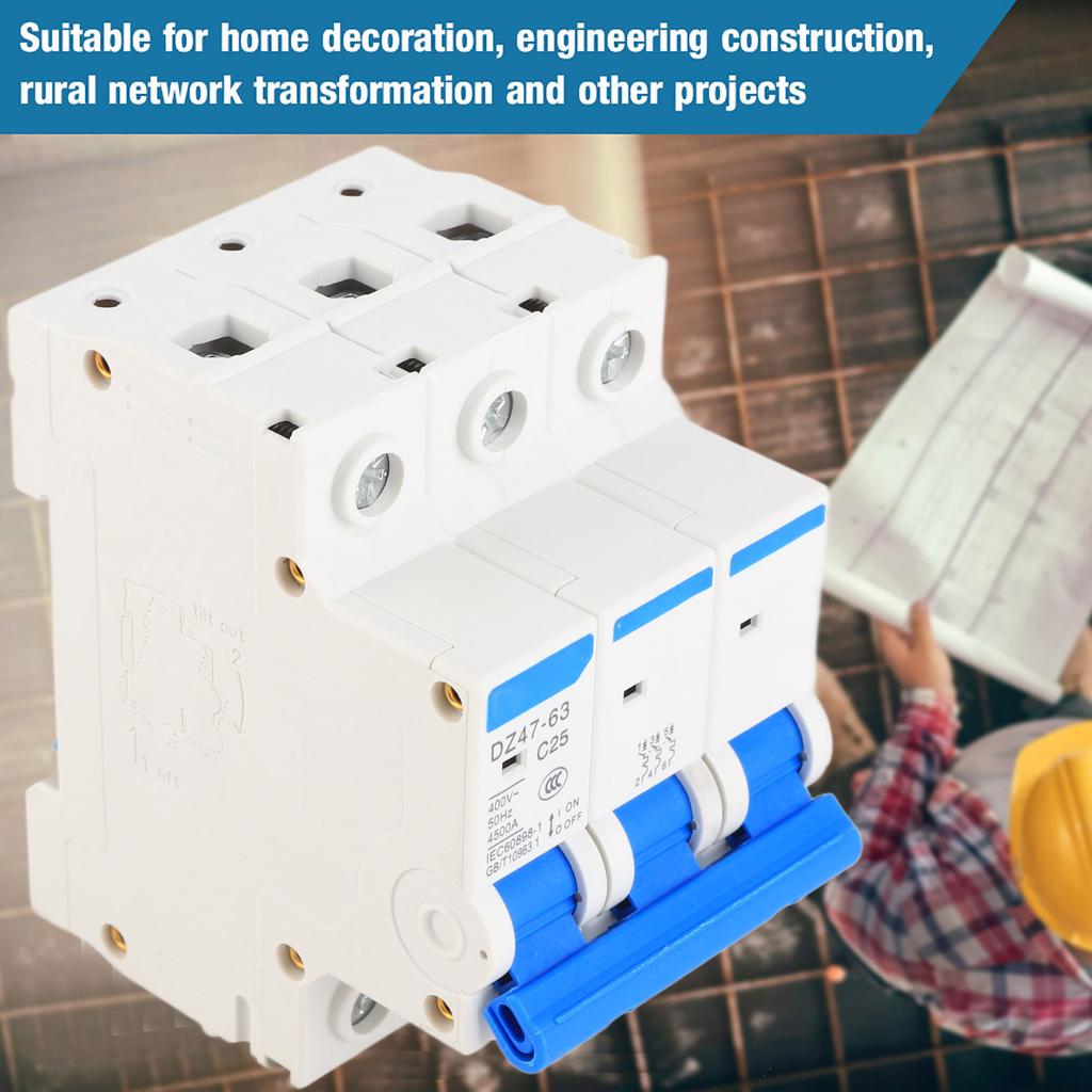 DZ47‑63 C25 3P 25A 400V Miniature RCCB Residual Current Circuit Breaker