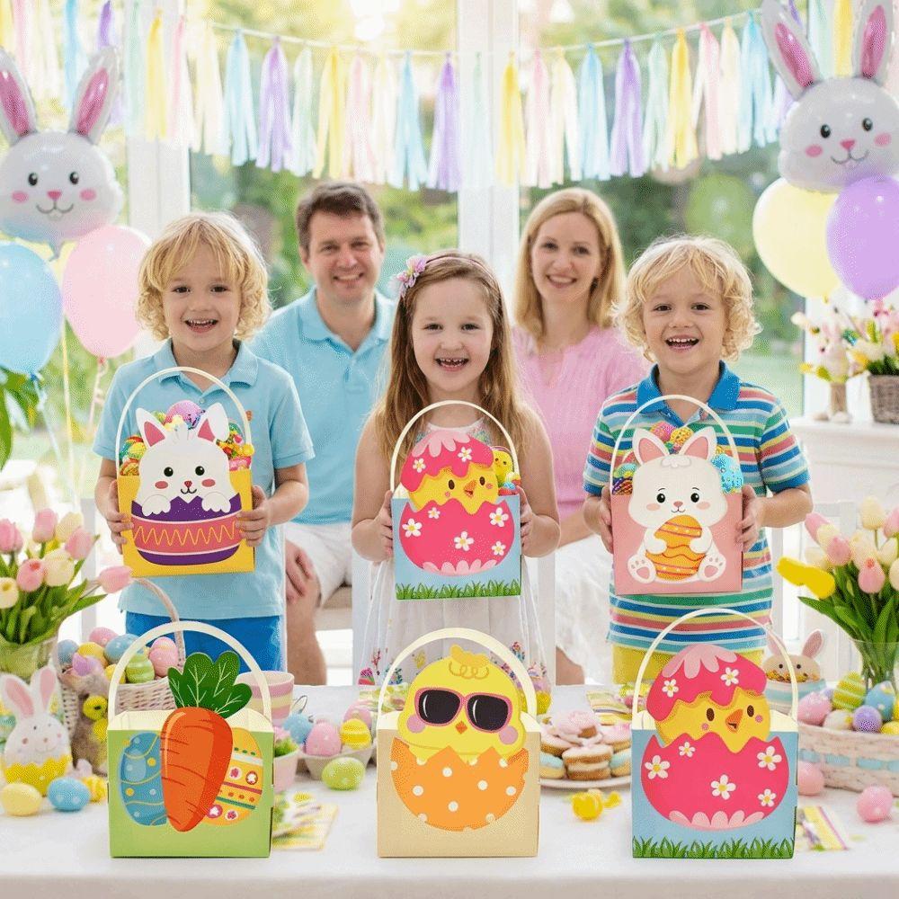 6pcs Egg Rabbit Carrot Easter Bunny Candy Boxes Cartoon Candy Gift Bag Packaging Boxes Kids Favors