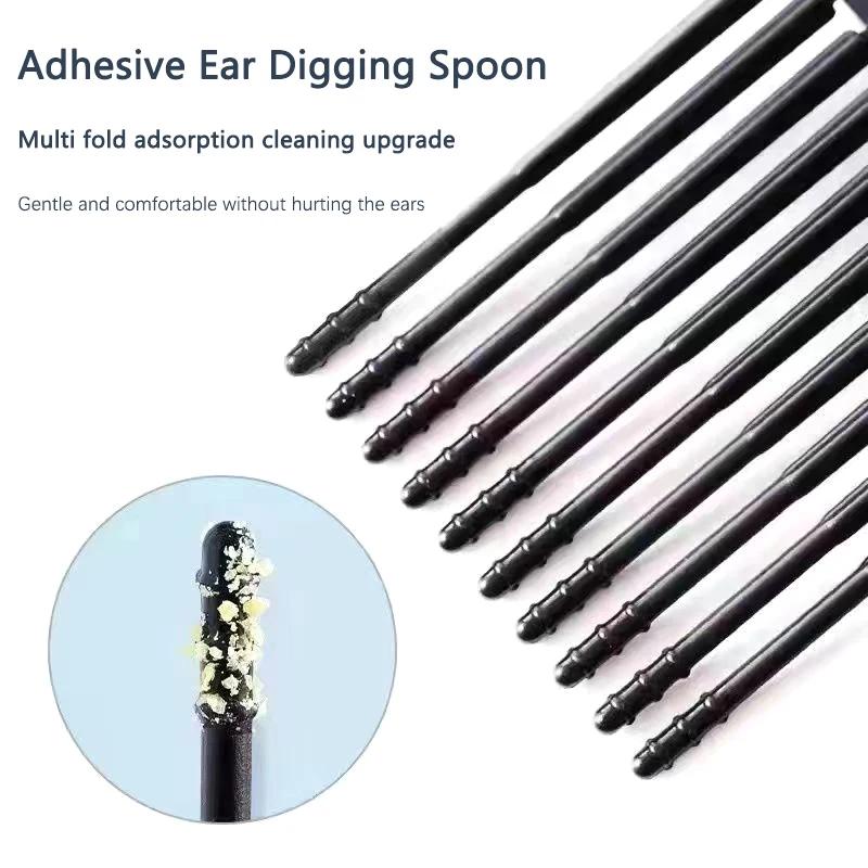 60pcs Disposable Sticky Ear Swabs Pick Reusable Ear Cleaner Soft Silicone Ear Wax Removal Tool Earwax Remover For Olders Adult