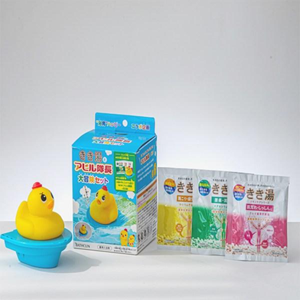 Kikiyu Carbonated Bath Bomb 30g X 3 Types + Duck Captain's Great Adventure Set, 225g, 1 Set