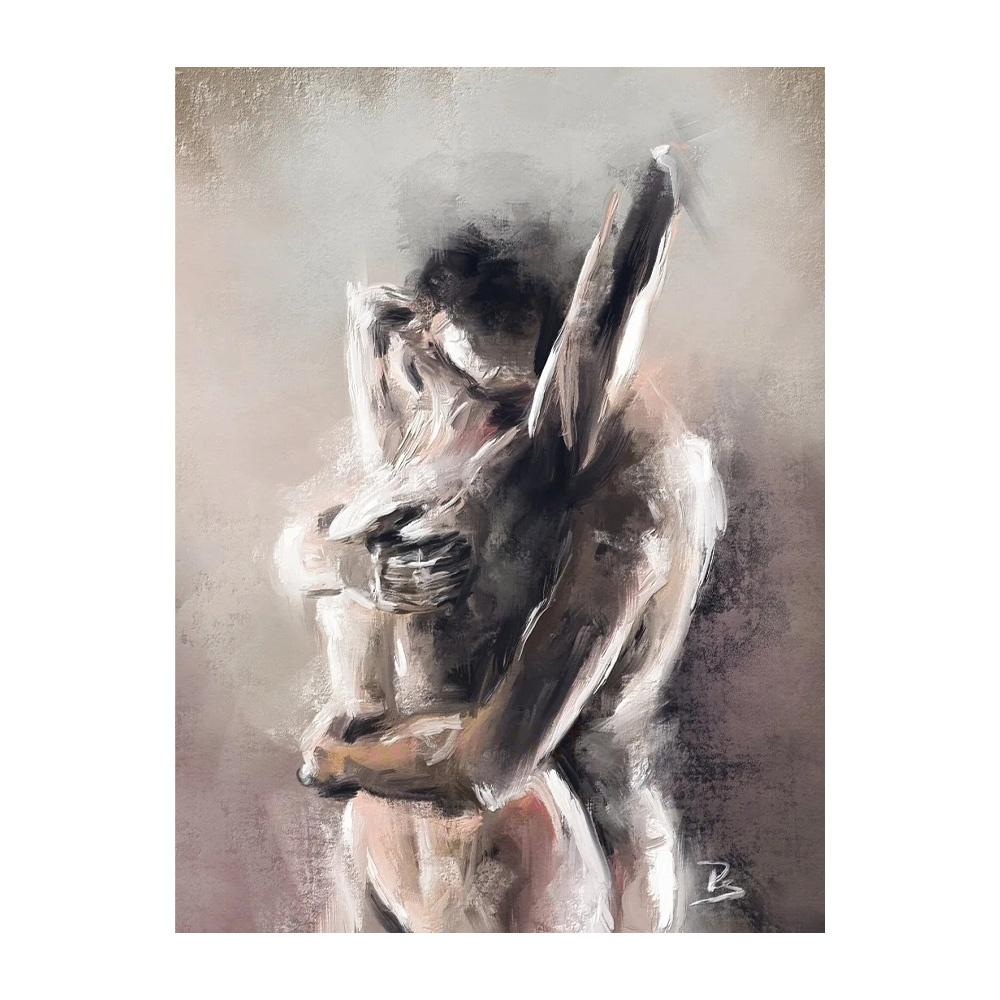 Abstract Couple Kiss Hug Erotic Nude Lovers Embracing Fantasy Sexual Poster Wall Art Pictures Canvas Painting Room Home Decor