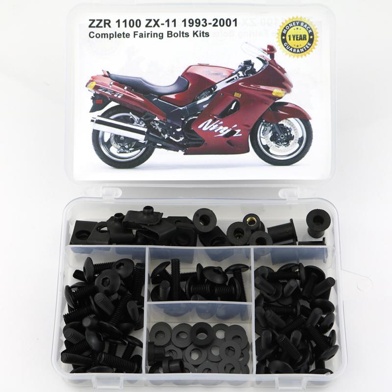 Passend für Kawasaki ZZR1100 ZX-11 1993-2001 Motorrad Kompletter Vollverkleidungs-Schraubensätze Schrauben Stahlverkleidung Speed-Muttern Schraube