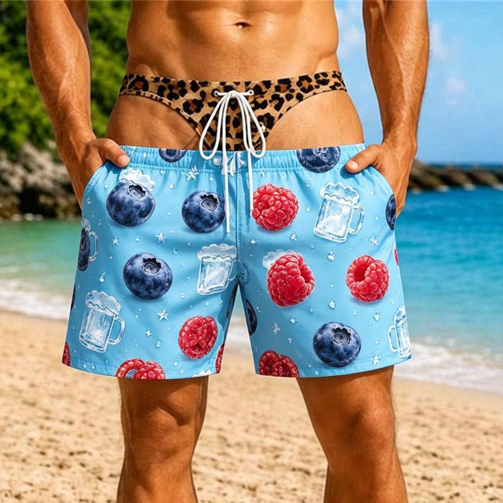 2026 Funny 3D Hairy Butt Print Men’s Beach Shorts Elastic Drawstring Novelty Swim Trunks Quick Dry Pool Party Vacation