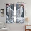 2pcs Angel Wings Print Curtains in White & Pink – Polyester Sheer with Rod Pocket for Bedroom & Study Decor