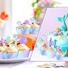 80Pcs Mermaid Cupcake Wrappers and Toppers Double Side Cupcake Liner Cupcake Decorations for Birthday Baby Shower Wedding