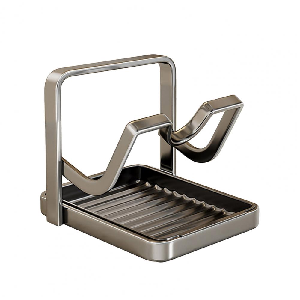 Pot Lid Storage Rack Kitchen Counter Organizer Countertop Pot Lid Organizer with Removable Drip Tray Spoon Kitchen for Lids
