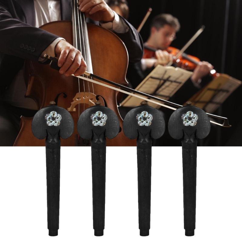 4Pcs Universals Cello Replacement Tuning Pegs Ebony Wood Cello Pegs Cello Parts Accessories Fittings Smooth Operate