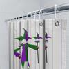 Colorful Jester Shower Curtain Unique Bathtub Decor For Bathroom Halloween Party Supplies Purple Green Magic Wand Design Made In