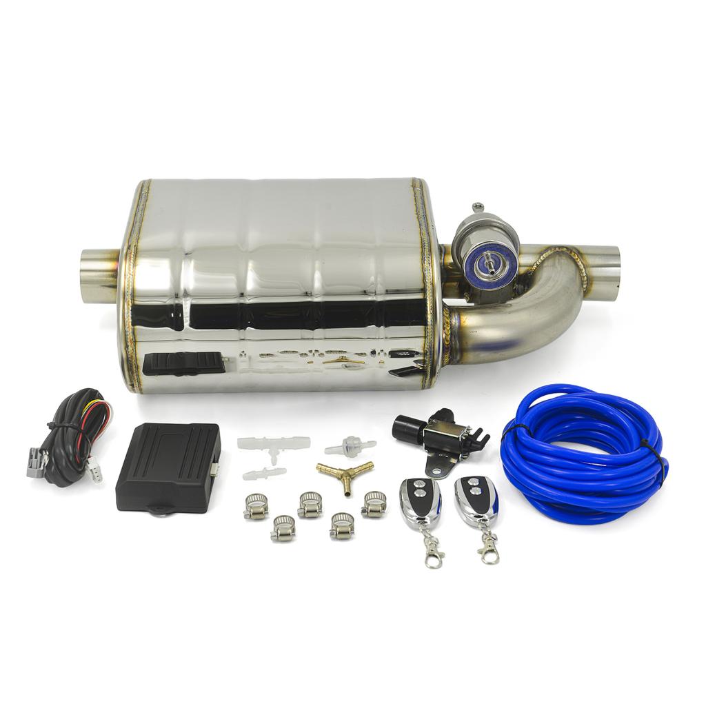 2/2.5/3 Inch Universal Exhaust Muffler Stainless Steel single inlet single outlet Vacuum Muffler Pump Cutout Valve Control Sets
