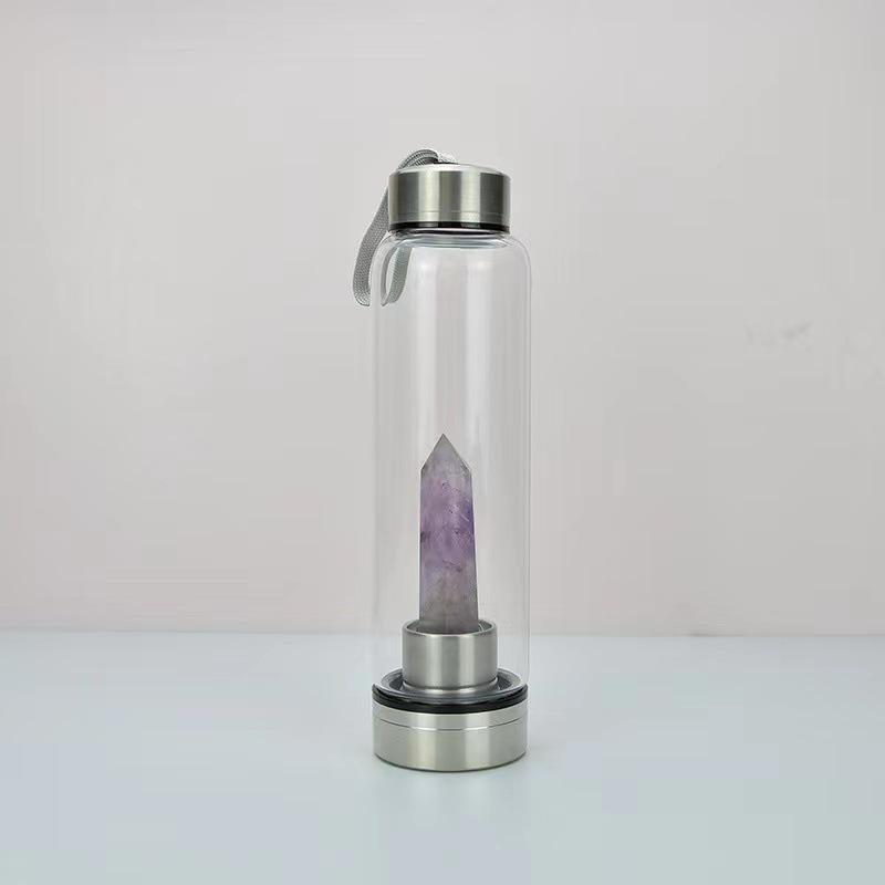 Hexagonal Prism Crystal Glass Water Cup with Magic Wand Spa Design - Custom Logo Option Available