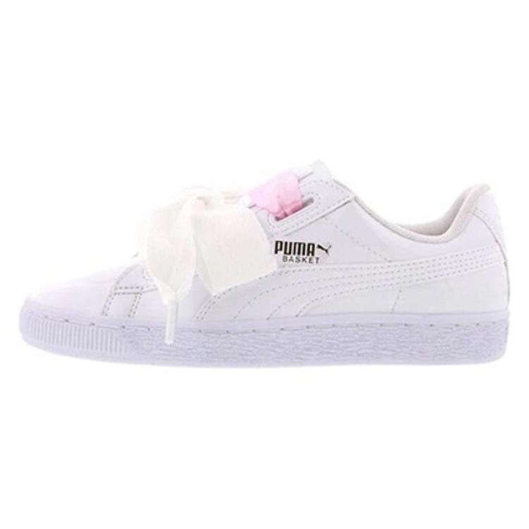 PUMA Basket Heart Patent Junior White Lace Up White Pink Kids 364817-02 EU 37.5