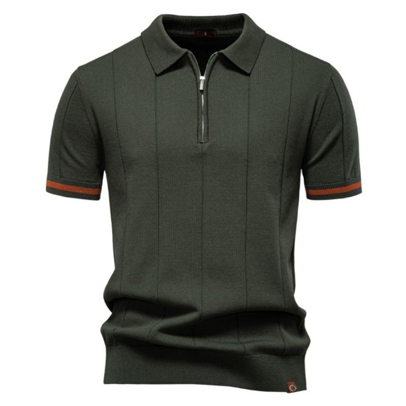 Men's Knitted Polo Shirt, Business Casual Short Sleeve Turn-Down Collar Polo Top Short Sleeve Turn-Down Collar Sweater Polo Tee for Spring Summer