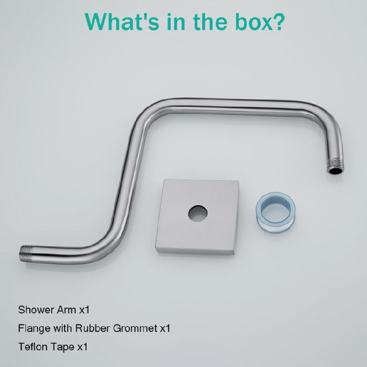 Metal Shower Head Extension Arm 33.5 Cm for Wall Mounted Bathroom Showers with Arched Form and Cover Plate Trim for Position Change
