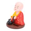 Little Monk Solar Figurine Funny Auto Nodding Knocking Chinese Monk Statue Toy Dashboard Ornament for Car Desktop Decor