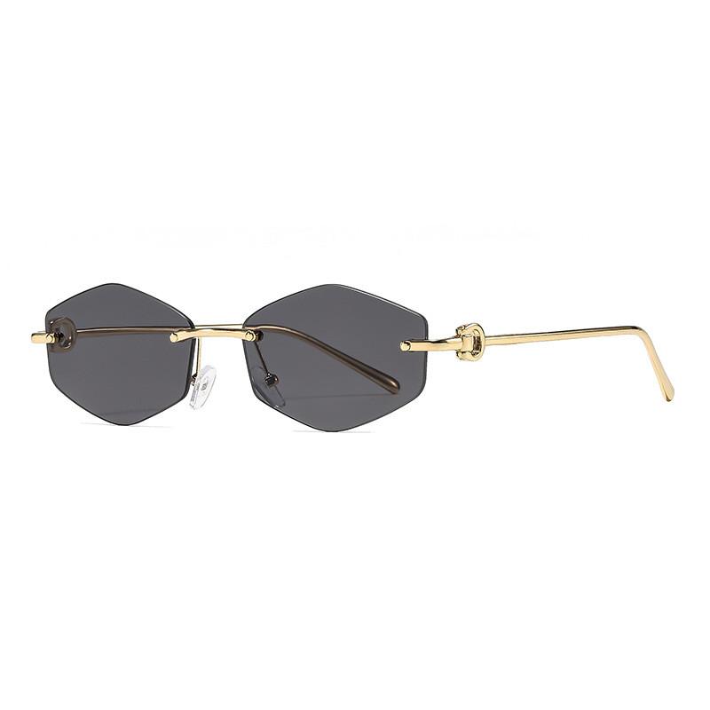 High End Unisex Geometric Sunglasses With Metal Frame For Travel And Party Events Gold Gray