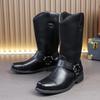 Modische High-Top Leder Ritterstiefel für Herren in Übergröße - Trendiger Britischer Stil