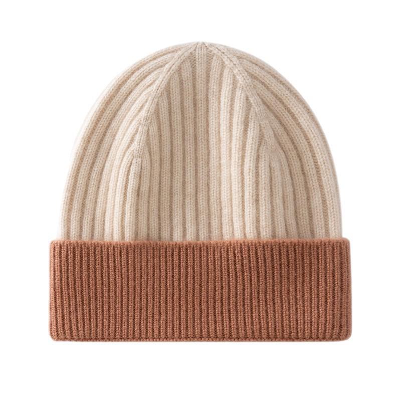 Unisex Children's Color Block Ribbed Cashmere Knit Hat - Autumn/Winter Warm Slouchy Outdoor Hat