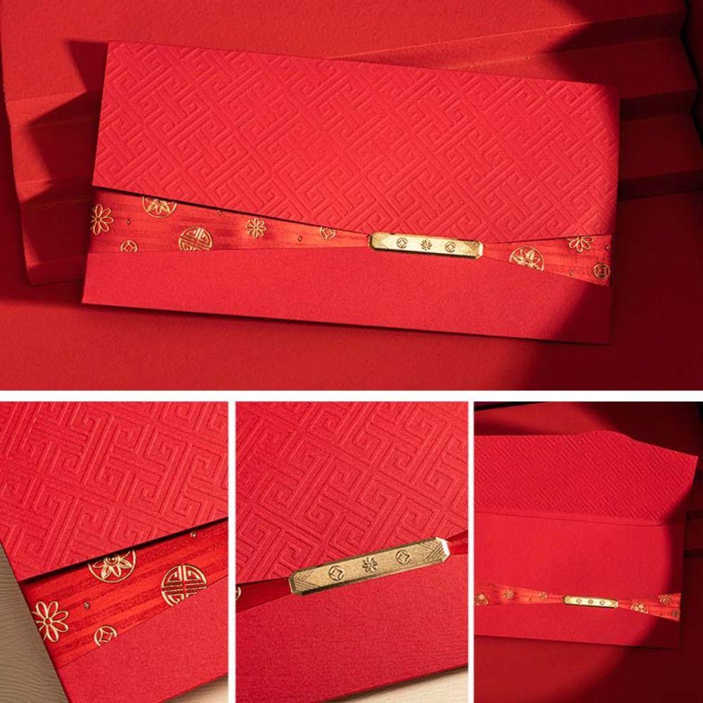 6pcs Laser Engraving Lucky Money Bag Hollow Red Packet Spring Festive Decoration HongBao  New Year