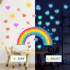 Glow-in-the-Dark Heart Stickers for Bedroom Decoration - Fluorescent Rainbow Self-Adhesive Wall Stickers