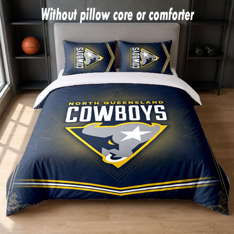 North Queensland Cowboys Design Bett Bettwäsche Set 1 Bettbezug + 2 Kissenbezüge Weich Atmungsaktiv Haushalt Bettwäsche