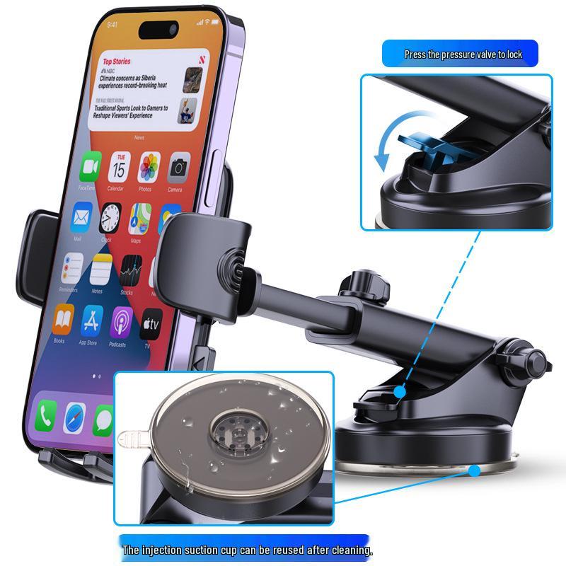 Universal Car Dashboard Phone Holder with Suction Cup and 360° Rotation