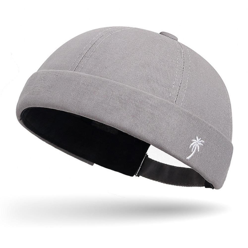 New Embroidery Men'S Beanie Breathable Coconut Tree Tang Caps Thin Style Adjustable Hip Hop Hat Landlord Hat