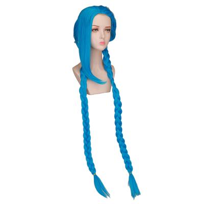 Professional  120cm/46.8" LOL Jinx Cosplay Wig Game Blue Long Blue Braids Heat Resistant Synthetic Wigs for Women Girls Cosplay Party