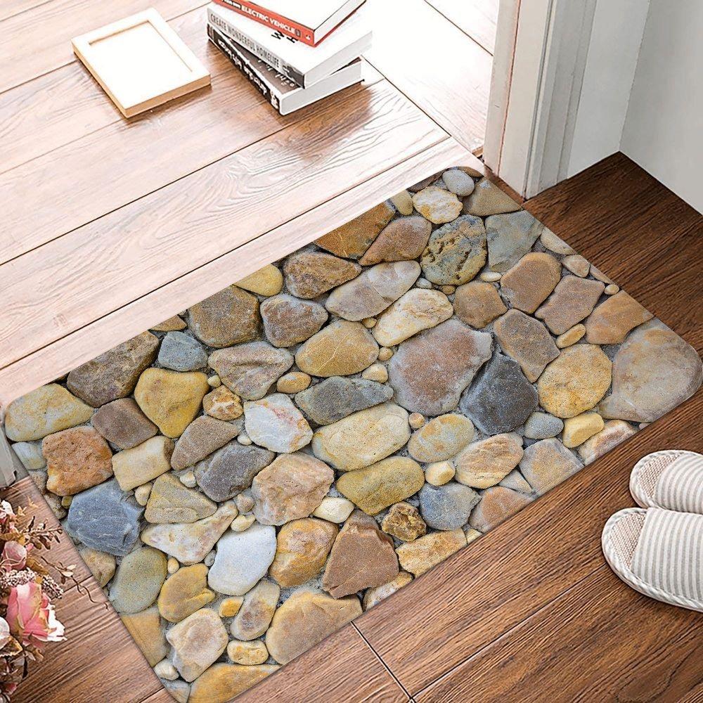 Pebbles Pattern Polyester Doormat Non-Slip Bath Mat Indoor Outdoor Home Decor Carpet Living Room Bedroom Kitchen Rug