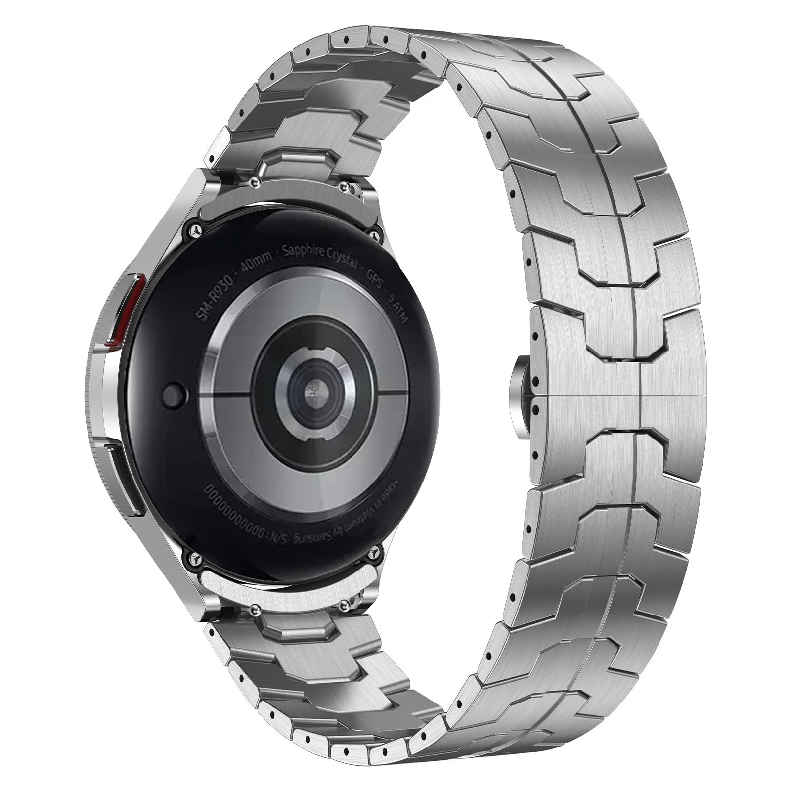 

For Samsung Galaxy Watch FE 40mm/Watch6/Watch6 Classic/Watch 5 Stainless Steel Watch Strap Butterfly Buckle Wrist Band Silver