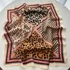 Luxury Square Scarf For Women Fashion Ladies Leopard Print HijabElegant Neckerchief Bandanas Soft Stain Faux Silk Scarves Shawl