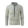 Men's Polo Shirt Long Sleeve Plaid Stand Neck T-shirt Spring Autumn Casual Fit Top Men