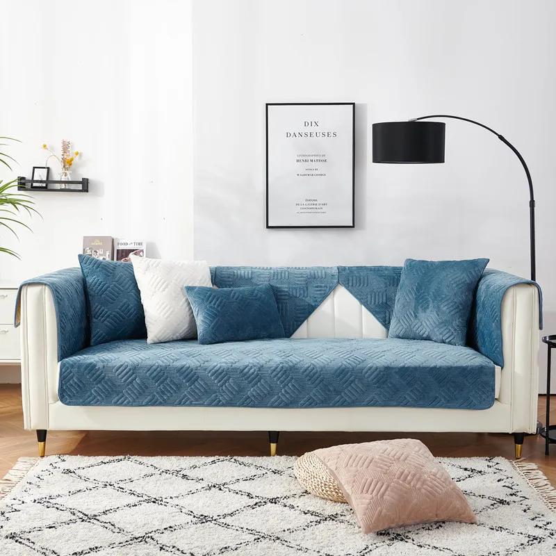 

Толстые плюшевые чехлы для диванов, нескользящие чехлы для диванов в гостиной, подушки для шезлонгов, однотонные универсальные полотенца для угловых диванов 70x70