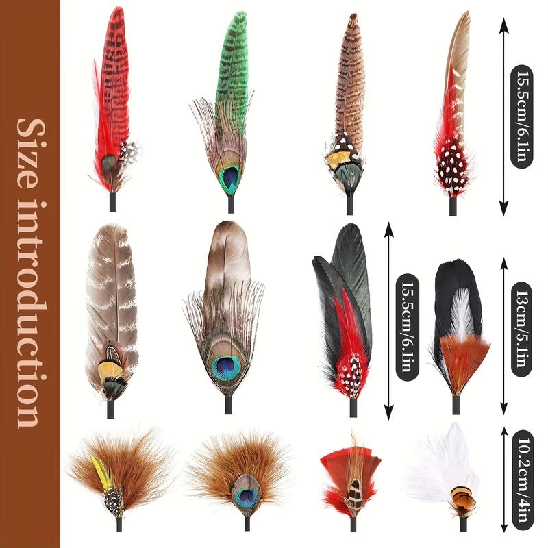 10-12 Pcs Natural Peacock Feathers Colorful Real Feathers for Fedora Cowboy Party Hats DIY Crafts