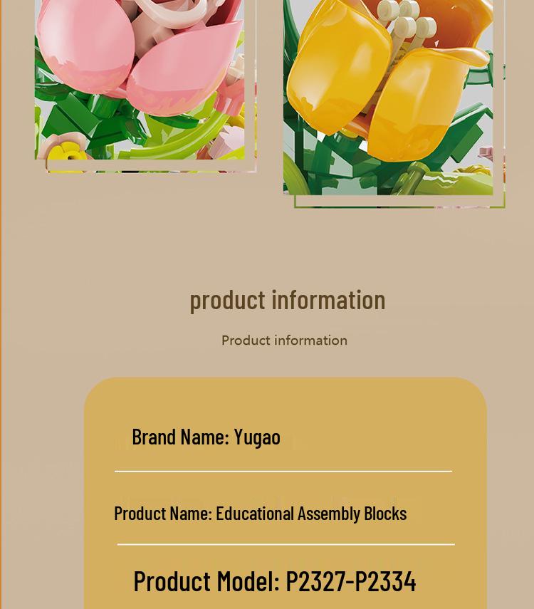 Preserved Flower with Cover Micro Particle Building Blocks - Desk Ornament Gift for Children's Day