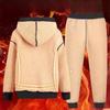 Men's Casual Sports Suit Fleece-lined Thickened Hooded Warm Sweatshirt Loose-fit Fall Winter 2-piece Set