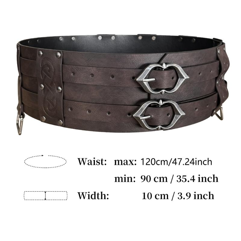 PU Leather Waist Belts with Metal Buckle Adjust Length Medieval Waist Belt Woman Jeans Dresses Skirt Coat Waistband