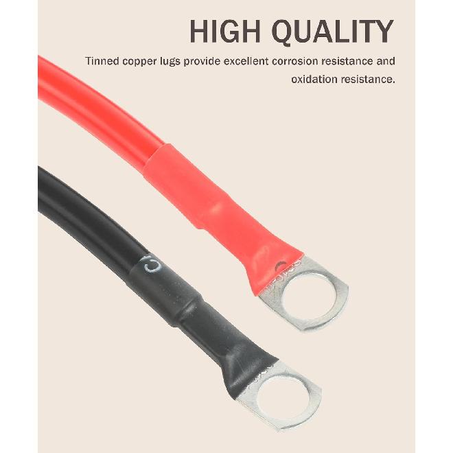 6 AWG Battery Cable,20 Inch Red&Black Battery Cable Battery Wire,Car Accessories Battery Power Inverter Cables Set with 3/8"Lugs Terminals,for Car